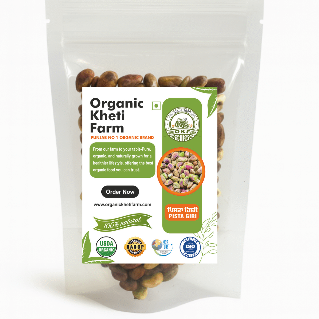 Close-up of organic Punjab farm fresh shelled pistachios in a bowl, highlighting their natural, unroasted appearance for healthy snacking.