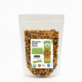 Close-up of crunchy organic roasted chana from Punjab farm, highlighting natural texture and freshness for healthy snacking