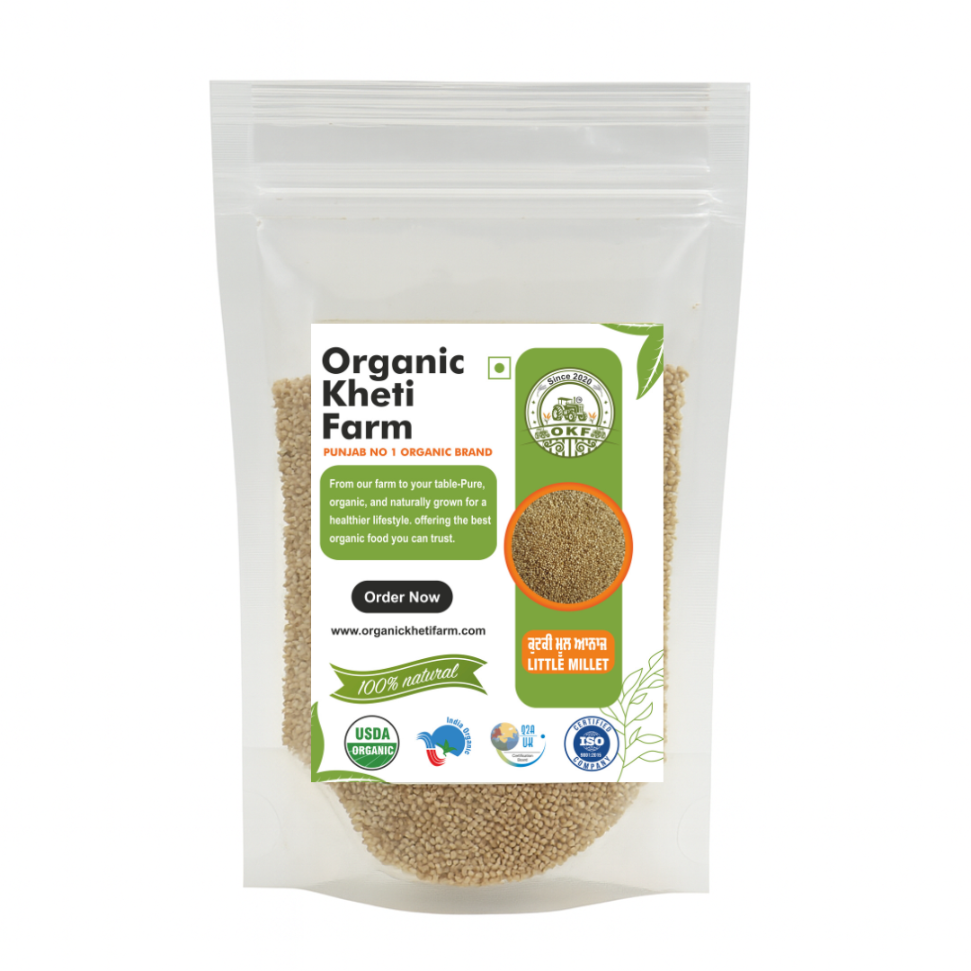 Organic Little Millet grains from Punjab farm, unpolished, natural, and farm-fresh for healthy cooking