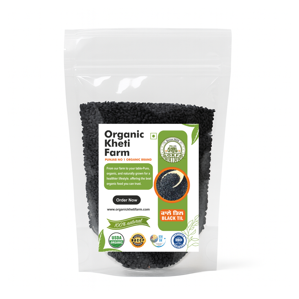 Organic black sesame seeds (Kala Til) from Punjab farm, unhulled, natural, nutrient-rich superfood for healthy living