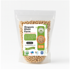 Close-up of organic Kabuli Chana chickpeas from Punjab farm, highlighting natural, unpolished quality and farm freshness.