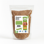 Close-up of organic red rice grains showing natural unpolished texture, rich color, farm-fresh quality from Punjab.
