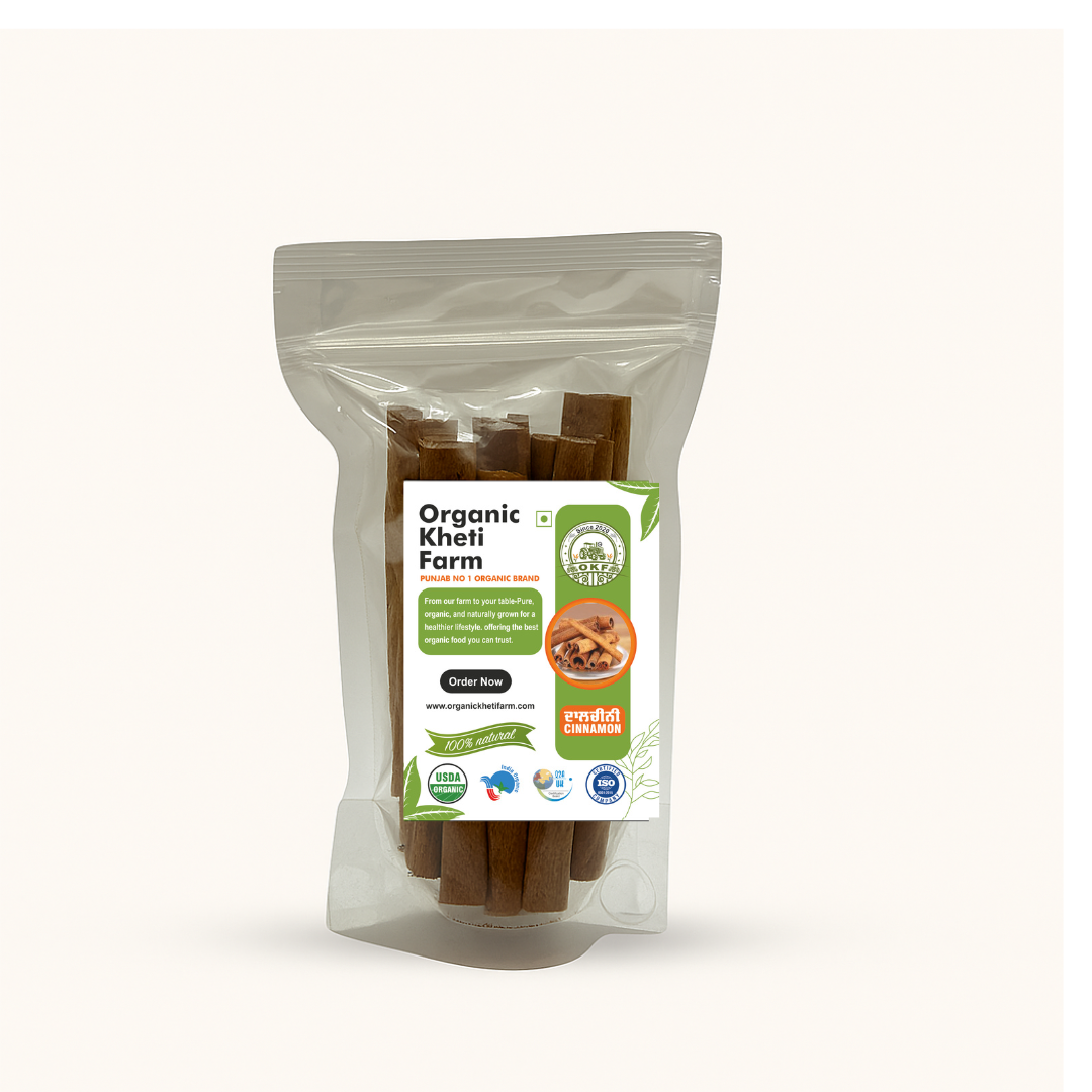 Organic Punjab farm fresh cinnamon sticks in traditional packaging, hand-selected and sun-dried for purity