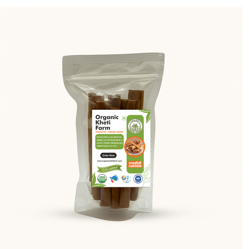 Organic Punjab farm fresh cinnamon sticks in traditional packaging, hand-selected and sun-dried for purity