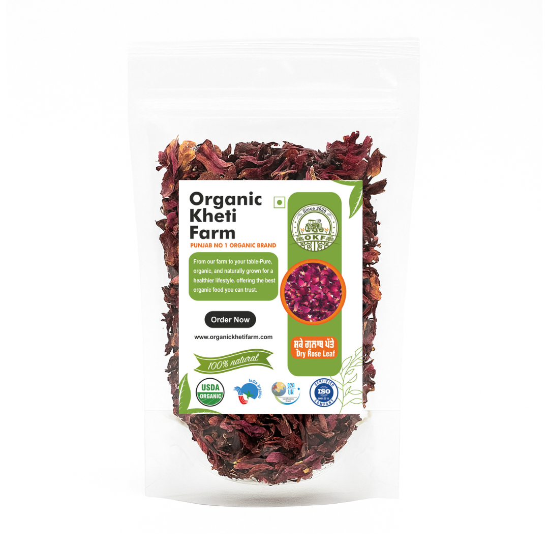 Close-up of organic dry rose petals from Punjab farm, sun-dried and aromatic, perfect for teas and skincare use