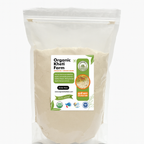 Organic Punjab farm fresh little millet flour in a natural packaging with farm background