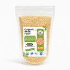 Close-up of organic unpolished brown rice grains from Punjab farm, showcasing natural texture and color