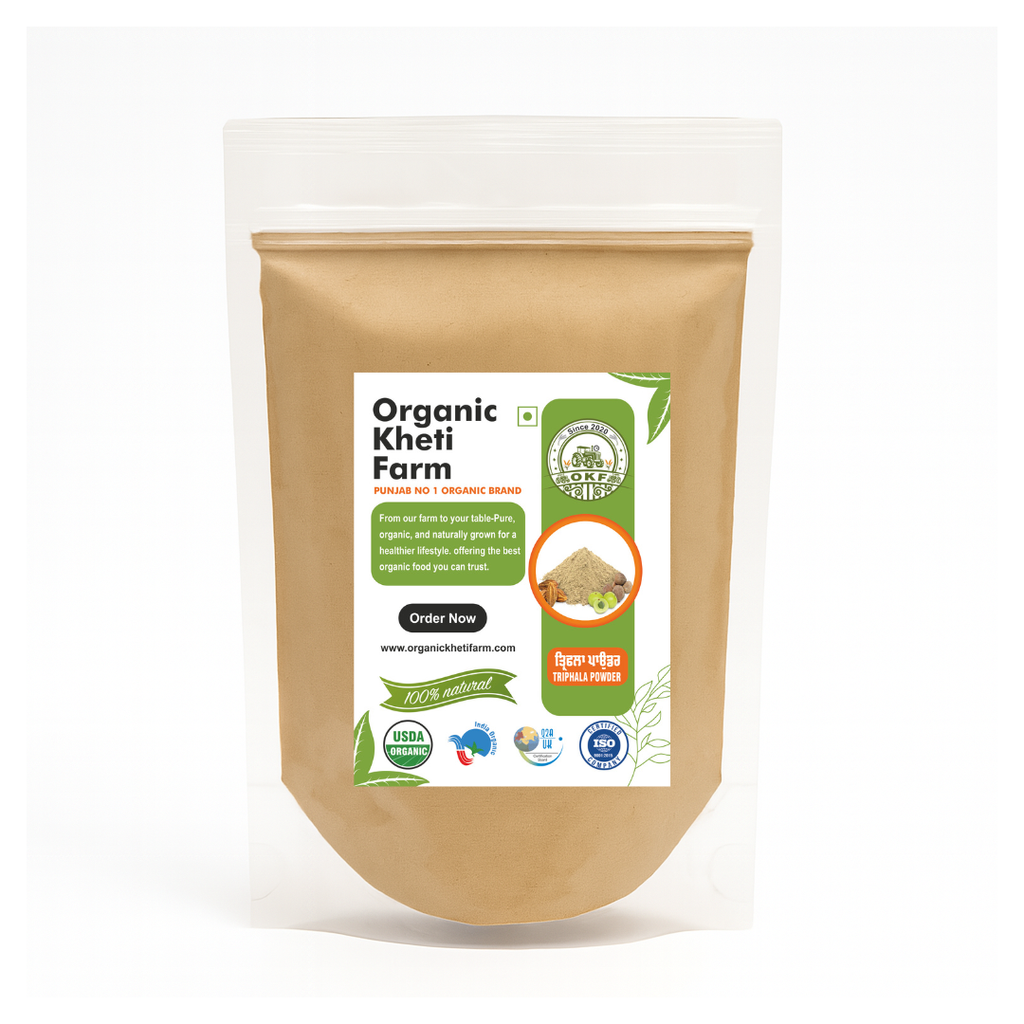 Organic Triphala Powder from Punjab farm, herbal supplement for digestion and detox, natural and chemical-free