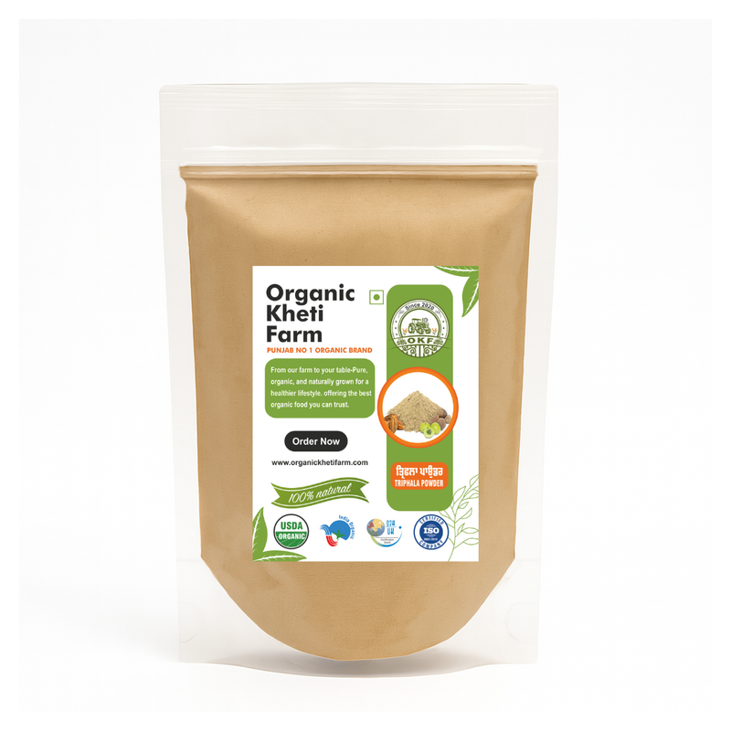 Organic Triphala Powder from Punjab farm, herbal supplement for digestion and detox, natural and chemical-free