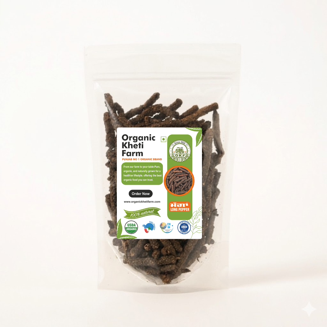 Organic Long Pepper (Pippali) from Punjab farm, sun-dried, whole spice, natural Ayurvedic herb, farm-fresh organic spice for health benefits