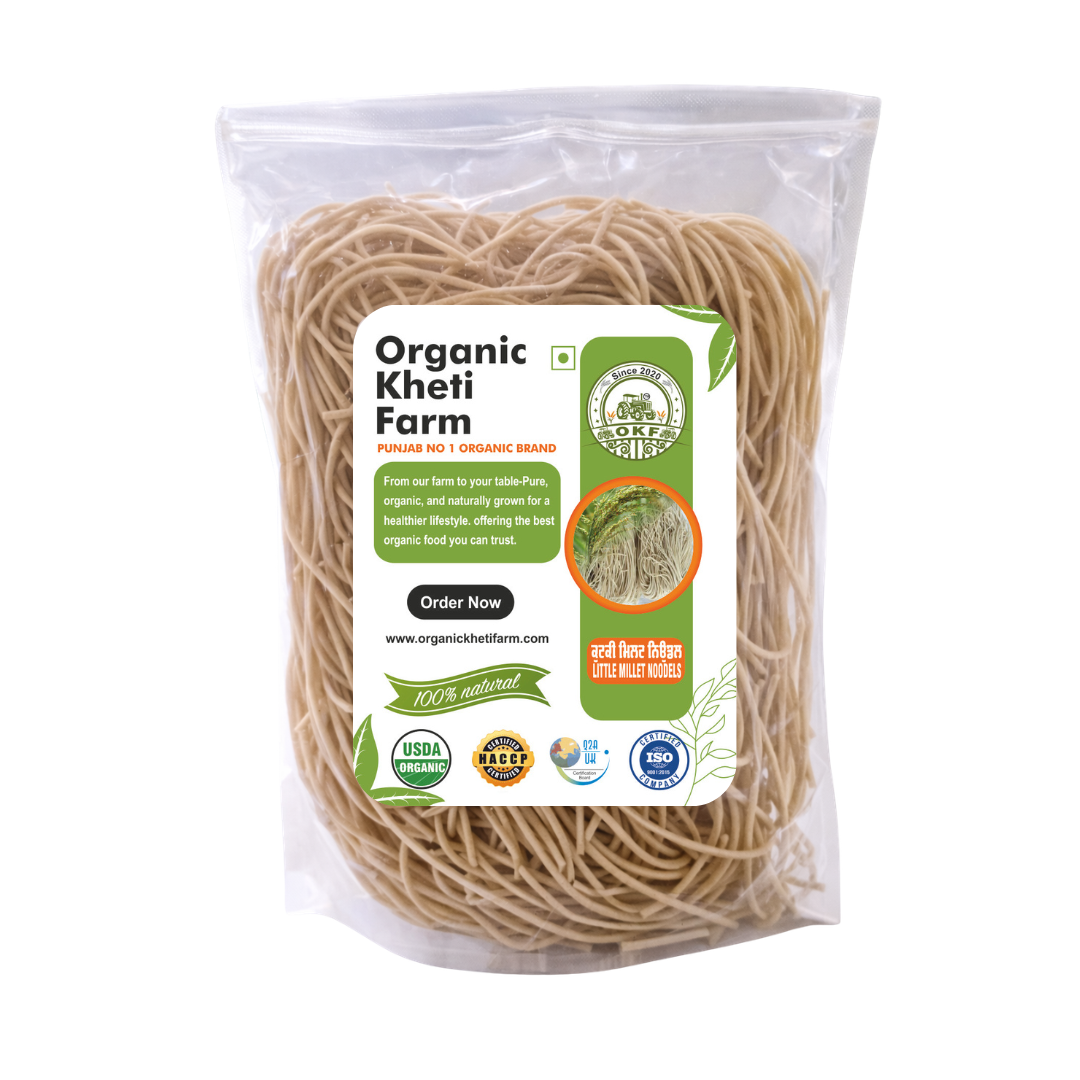 Organic Little Millet Noodles from Punjab farm, gluten-free, high fiber, chemical-free, healthy food product image