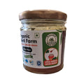 Close-up of organic Neem Honey jar showing golden honey with natural texture from Punjab farm