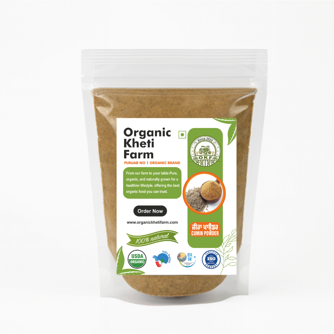Close-up of organic cumin seeds ground into fragrant jeera powder from Punjab farm