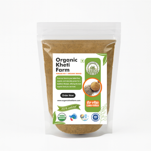 Close-up of organic cumin seeds ground into fragrant jeera powder from Punjab farm