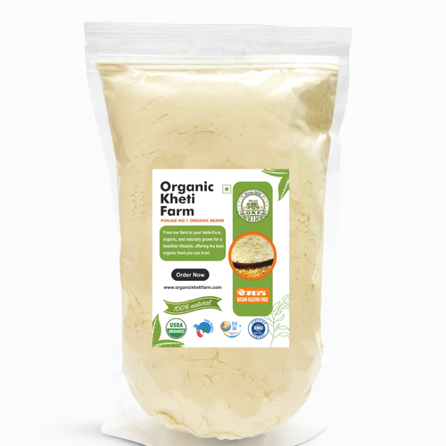 Farm-fresh organic gluten-free besan made from Punjab chana dal, stone-ground and packaged hygienically for healthy cooking