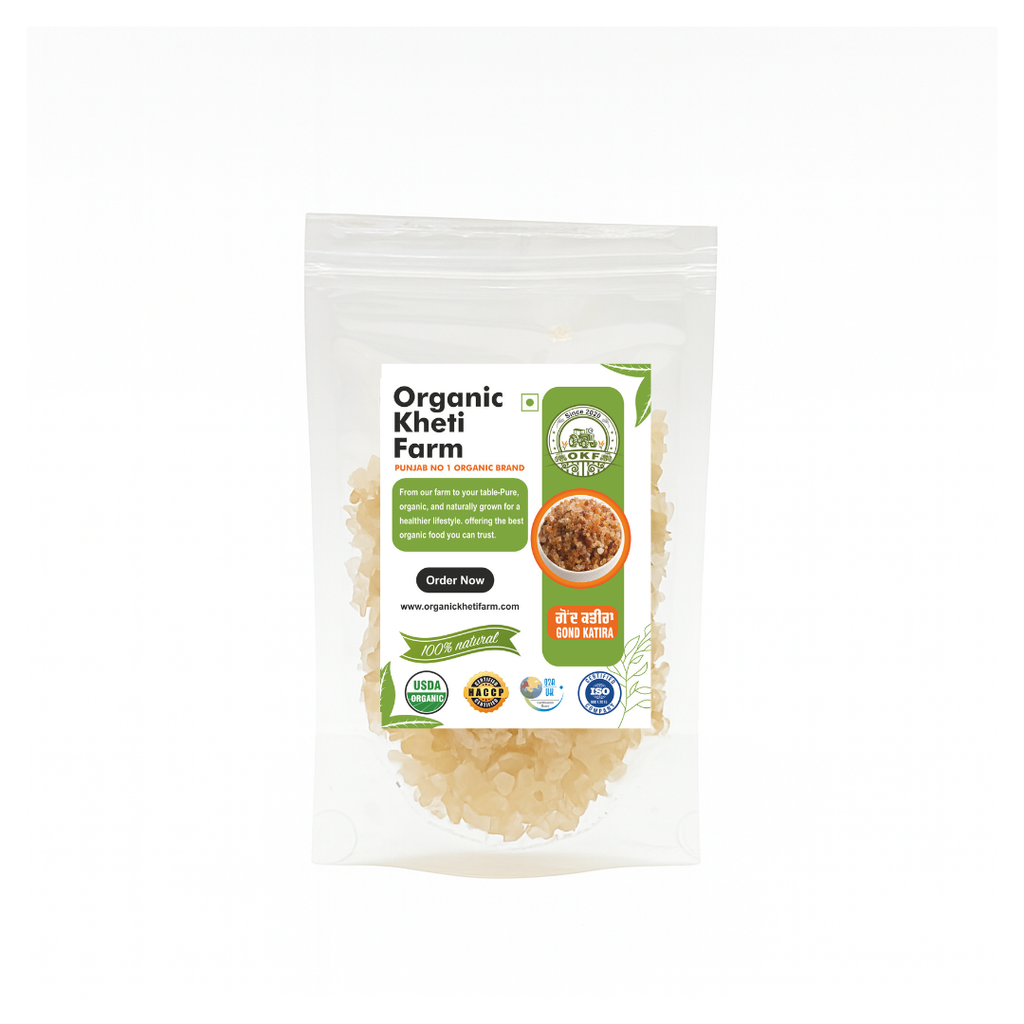 Organic Punjab farm fresh Gond Katira crystals, natural edible gum for health and cooling benefits