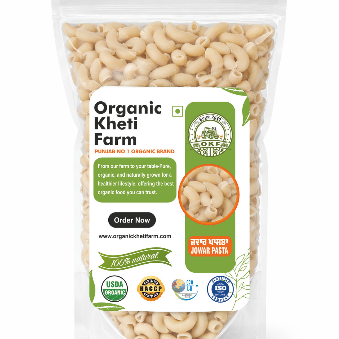 Organic Punjab farm fresh Jowar pasta made from stone-ground millet, gluten-free and rich in nutrients, sourced directly from farm to table.