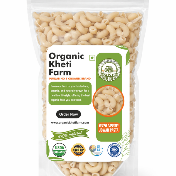 Organic Punjab farm fresh Jowar pasta made from stone-ground millet, gluten-free and rich in nutrients, sourced directly from farm to table.