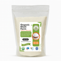 Organic Punjab farm fresh rice flour in a natural packaging with grains in the background